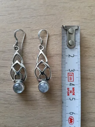 Pendientes Plata Auténtica Cuarzo Blanco