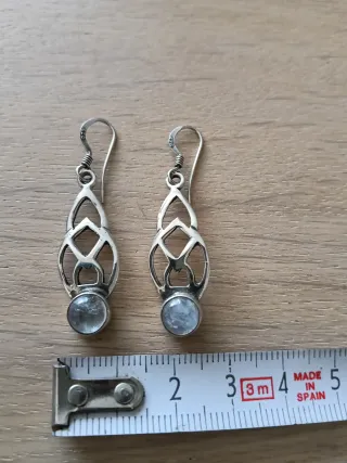 Pendientes Plata Auténtica Cuarzo Blanco