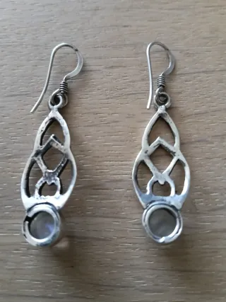 Pendientes Plata Auténtica Cuarzo Blanco
