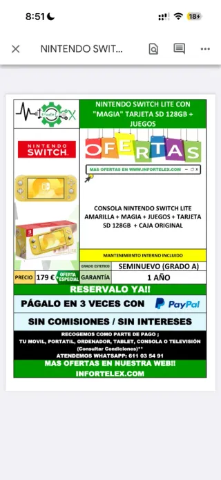 Nintendo Switch Lite Amarilla + 128GB + Juegos