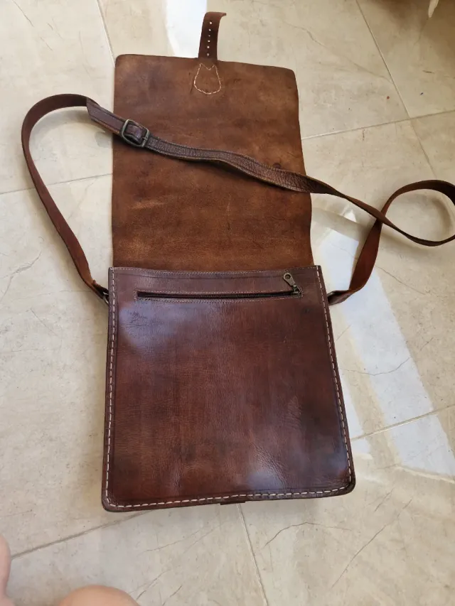 Bandolera Nlsa de couro marrom