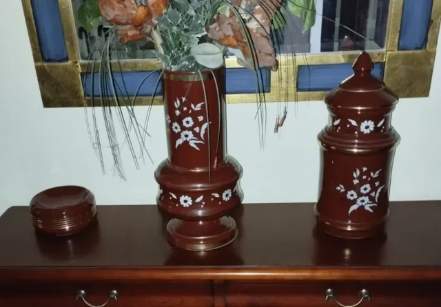Juego 2 jarrones y cenicero cerámica