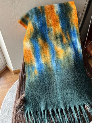 Abrigo de paño, verde oscuro con bufanda a juego