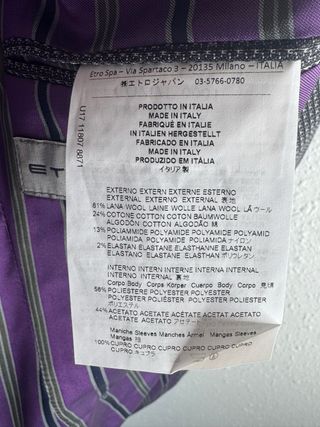 Americana Etro Milano Talla 46 Gris