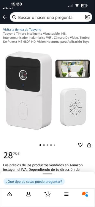 Timbre Inteligente M8 con App TUYA / Smart Life