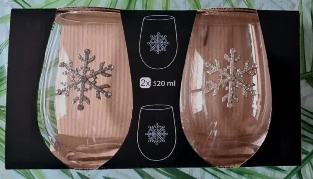 Set de 2 Vasos Copo Nieve Navidad