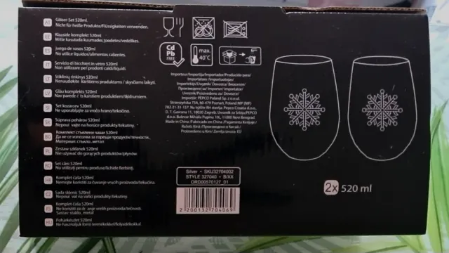 Set de 2 Vasos Copo Nieve Navidad