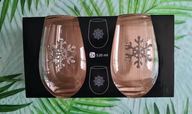 Set de 2 Vasos Copo Nieve Navidad