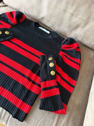 Jersey Zara Rayas Negras y Rojas