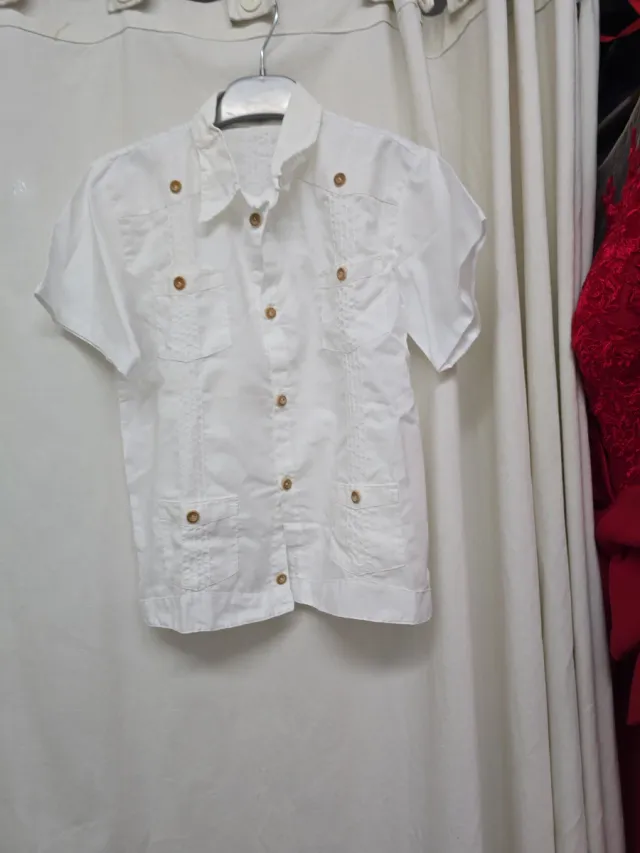 Camisa Cubana Niño Blanca