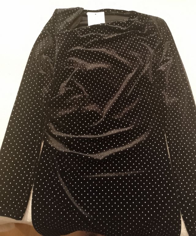 Abito da festa in velluto nero con pois