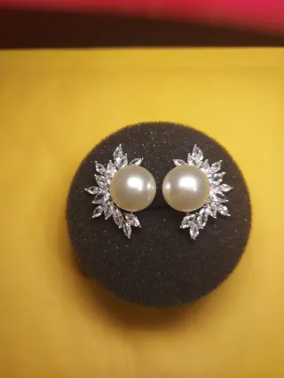 Pendientes fiesta perlas y circonitas cúbicas