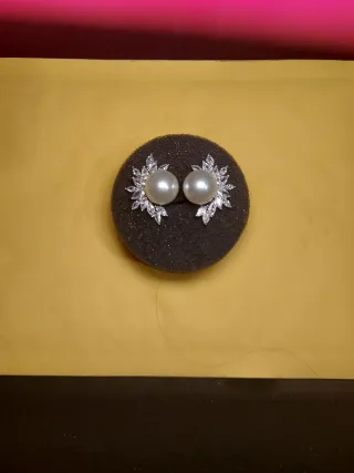 Pendientes fiesta perlas y circonitas cúbicas