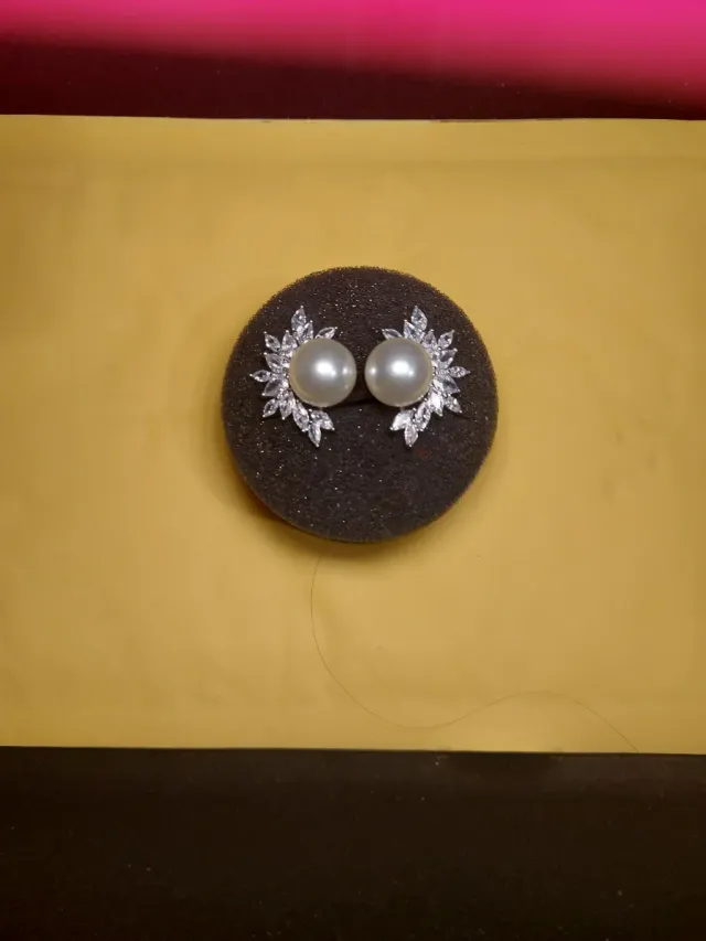 Pendientes fiesta perlas y circonitas cúbicas