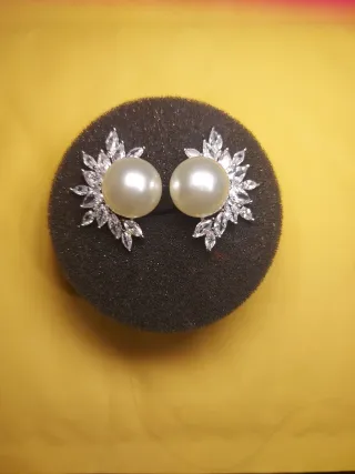 Pendientes fiesta perlas y circonitas cúbicas