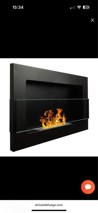 Chimenea bioetanol negra y cristal