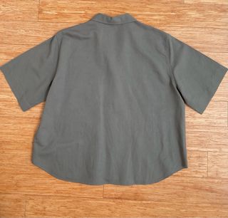 Camisa Uniqlo Lino Mezcla Talla M Mujer Verde Oliv