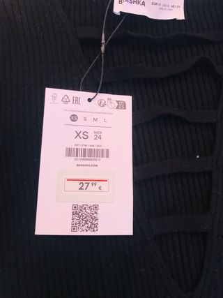 Vestido Bershka Negro Manga Larga Talla XS