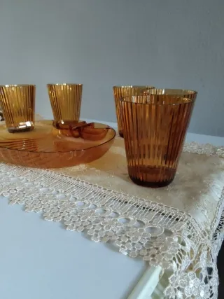 Set 6 Bicchieri Ambra Rigati