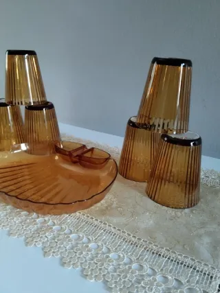 Set 6 Bicchieri Ambra Rigati