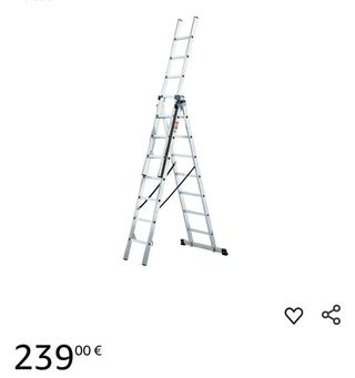 Rolan ESCALERA de Aluminio Plateado, 7 Pasos