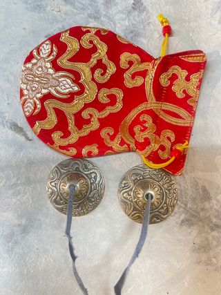 Campane tibetane in metallo con custodia