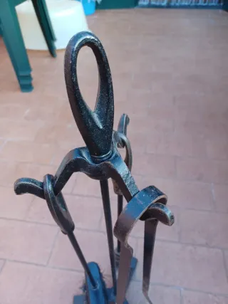 Set accessori camino in metallo nero