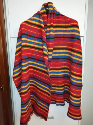 Scialle in lana a righe multicolor