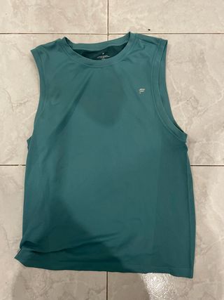Camiseta Fabletics sin mangas color verde azulado