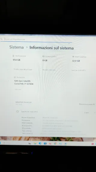 PC Da Gaming Intel 12th gen I7-12700K DDR4