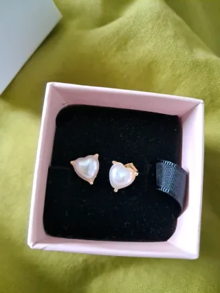 Pendientes Corazón Perla Dorados