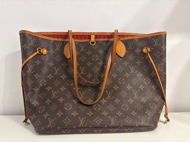 Bolso Louis Vuitton Neverfull Marrón Rojo