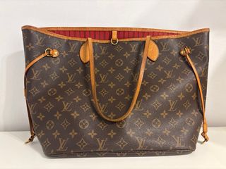 Bolso Louis Vuitton Neverfull Marrón Rojo