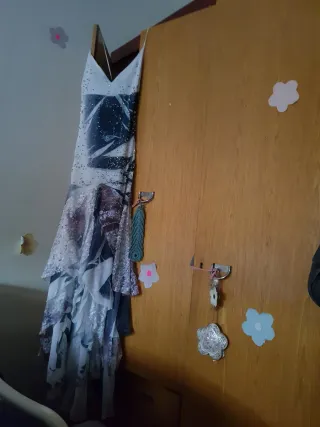 Lote 2 vestidos fiesta azul y plata