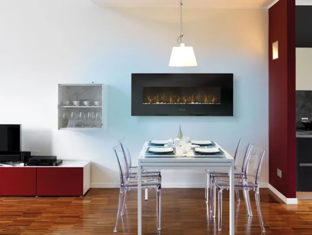 Chimenea Eléctrica PURLINE Panorámica Negra