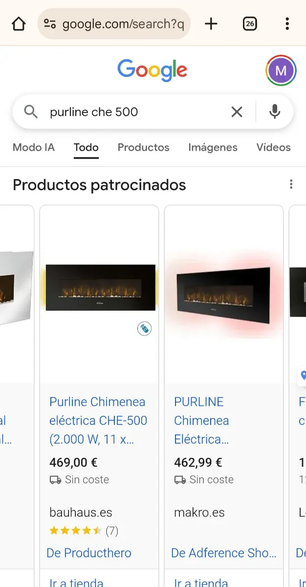 Chimenea Eléctrica PURLINE Panorámica Negra