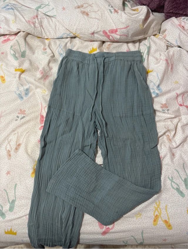 Pantalón lino azul