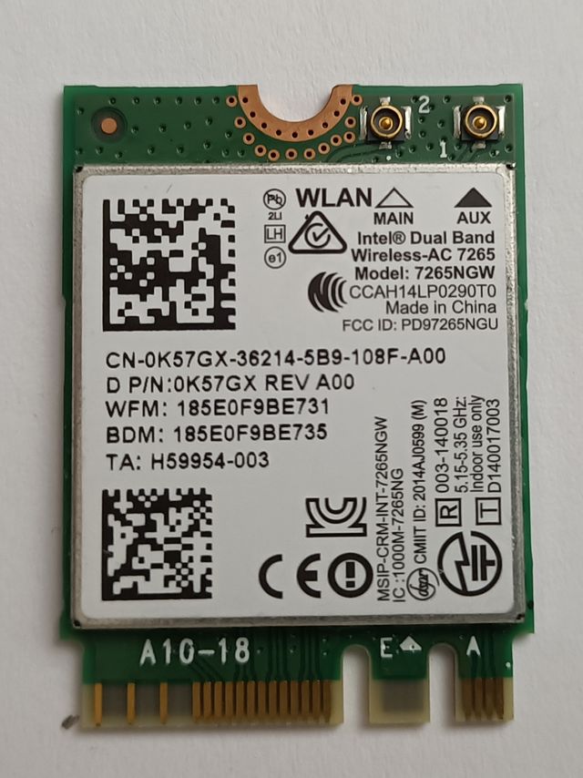 Intel Dual Band Wireless-AC 7265 Scheda WiFi