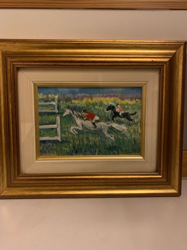 Dipinto olio su tela con cavalli