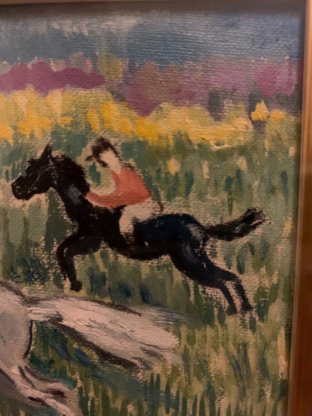 Dipinto olio su tela con cavalli