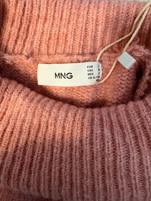 Jersey lana cuello alto rosa