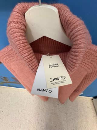 Jersey lana cuello alto rosa