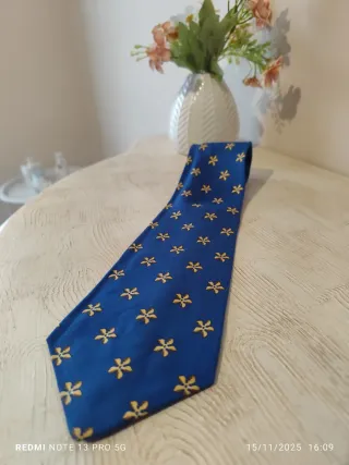 Cravatta Joel Ferrin blu con fiori oro