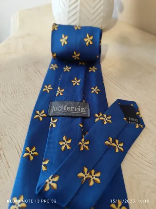 Cravatta Joel Ferrin blu con fiori oro
