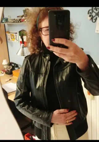 Giubbino bomber Conbipel Pelle Nera taglia 46 unis