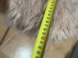 Taburete peludo rosa madera