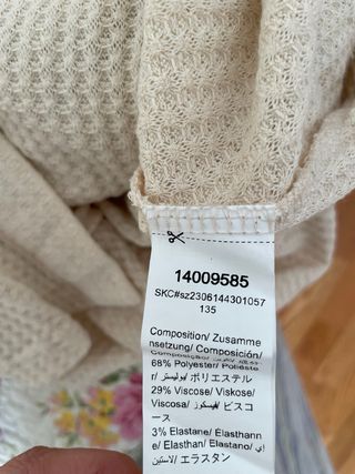 Sobrecamisa Crema Lazo Punto Gofre Talla L