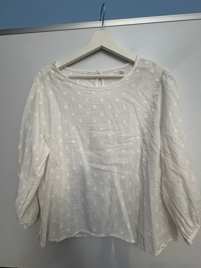 Camisa blanca manga larga bordada