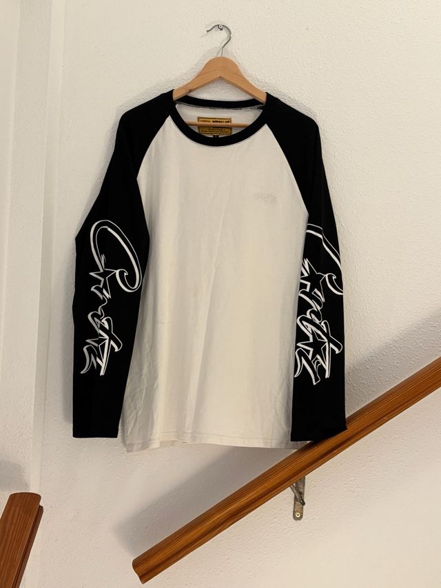 Corteiz Sudadera Manga Larga Negra Blanca