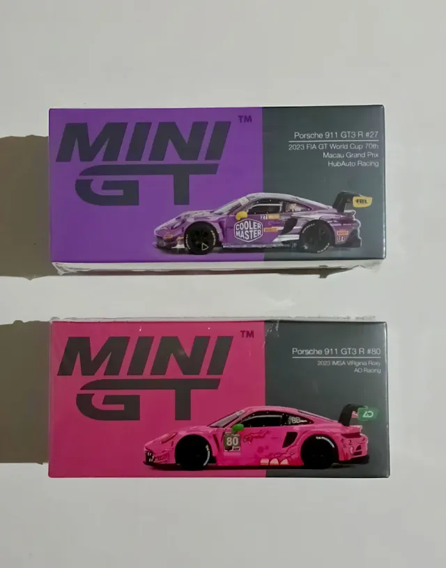 Pack 2 Mini GT Porsche 911 GT3 R #27 & #80